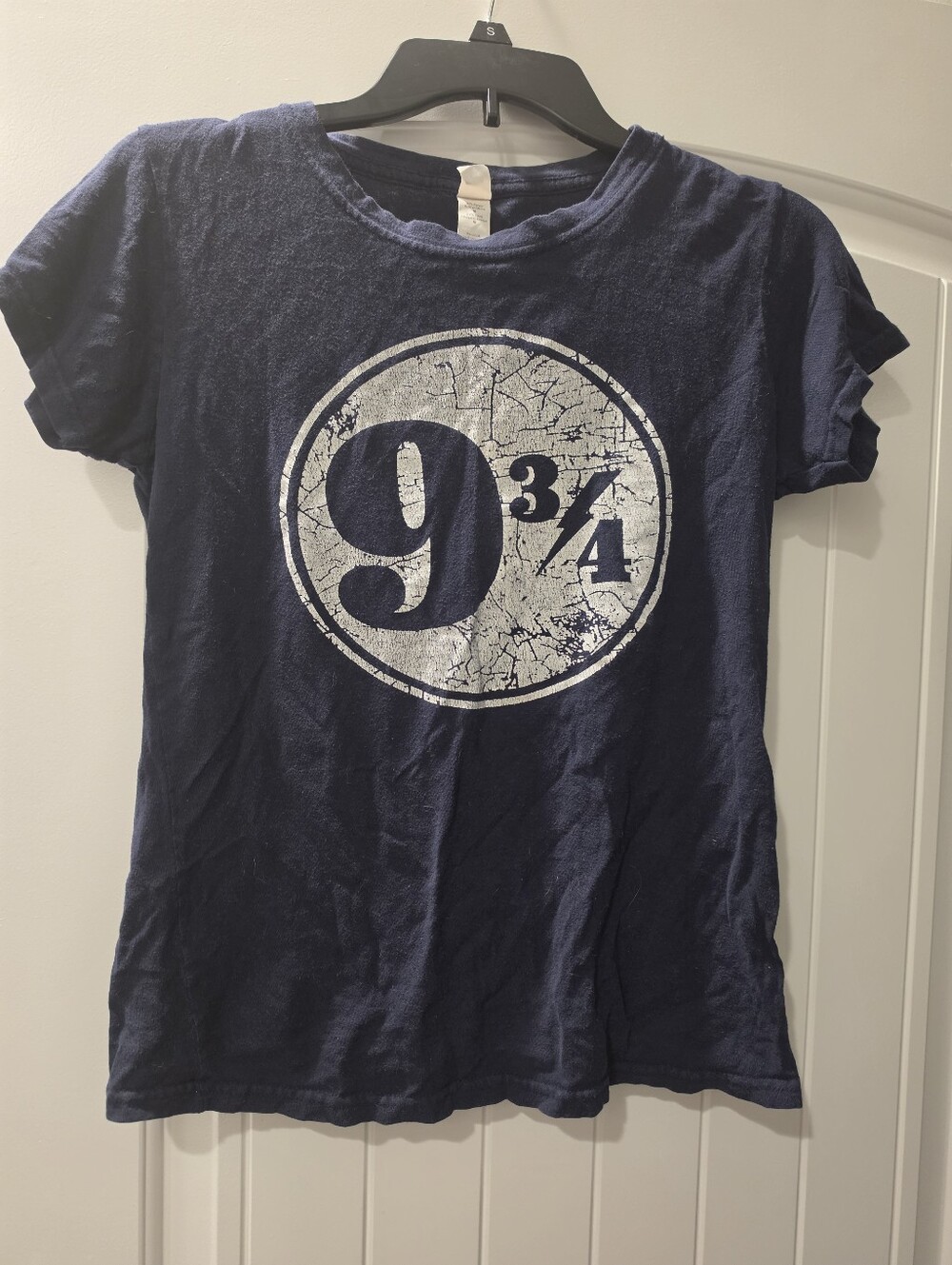 Tultex Navy Blue Short Sleeve Tee with White 9 3/4 Graphic